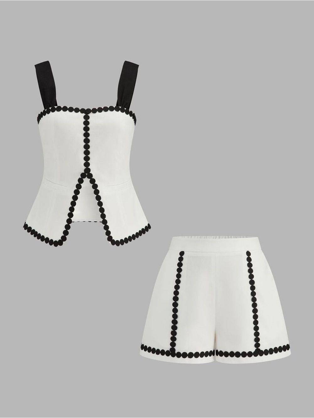 Commense Contrast Trim Corset Shorts Set - Picture 2 of 13